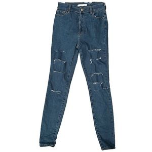 PacSun Womens Super High Rise Jegging Distressed Medium Wash Blue Jeans‎ Size 25